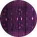 Round Machine Washable Persian Purple Traditional Area Rugs, wshtr2397pur