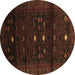 Round Persian Brown Traditional Rug, tr2397brn