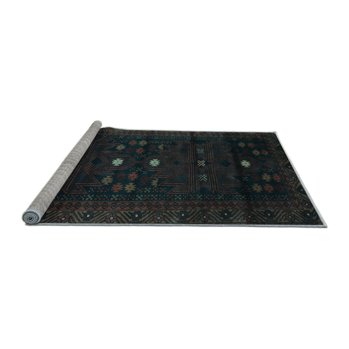 Sideview of Machine Washable Persian Light Blue Traditional Rug, wshtr2397lblu