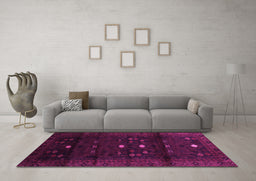 Machine Washable Persian Pink Traditional Rug in a Living Room, wshtr2397pnk