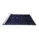 Sideview of Machine Washable Persian Blue Traditional Rug, wshtr2397blu