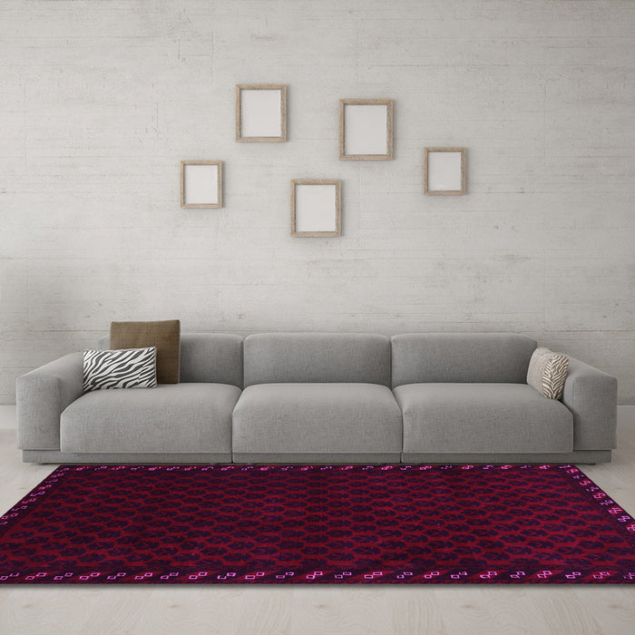 Machine Washable Southwestern Pink Country Rug in a Living Room, wshtr2398pnk
