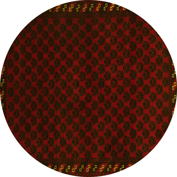 Round Southwestern Yellow Country Rug, tr2398yw
