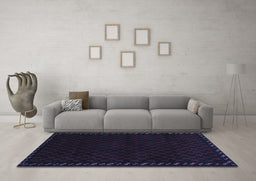Machine Washable Southwestern Blue Country Rug in a Living Room, wshtr2398blu