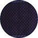 Round Southwestern Blue Country Rug, tr2398blu