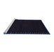 Sideview of Machine Washable Southwestern Blue Country Rug, wshtr2398blu