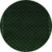 Round Machine Washable Southwestern Emerald Green Country Area Rugs, wshtr2398emgrn