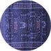 Round Machine Washable Persian Blue Traditional Rug, wshtr2399blu