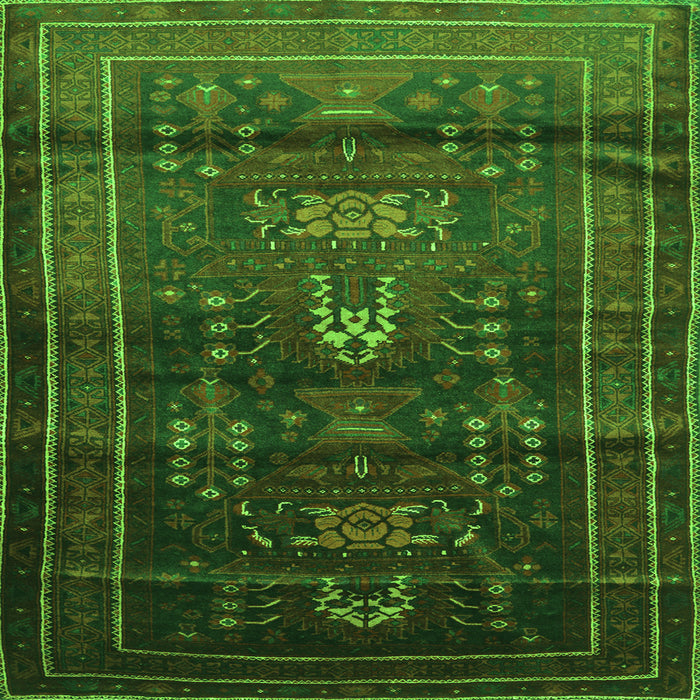 Round Machine Washable Persian Green Traditional Area Rugs, wshtr2399grn