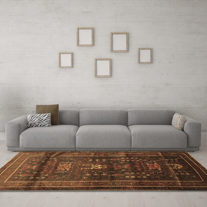 Machine Washable Persian Brown Traditional Rug in a Living Room,, wshtr2399brn