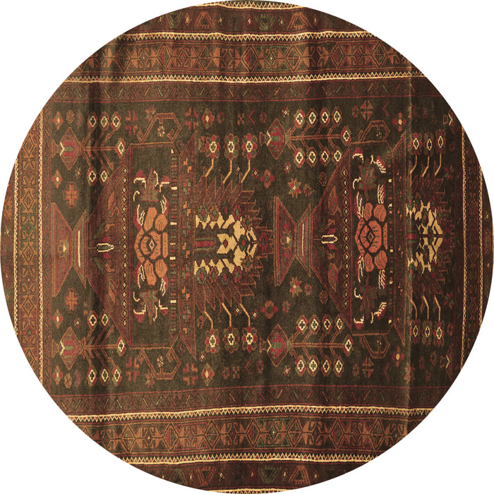Round Persian Brown Traditional Rug, tr2399brn