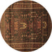 Round Persian Brown Traditional Rug, tr2399brn