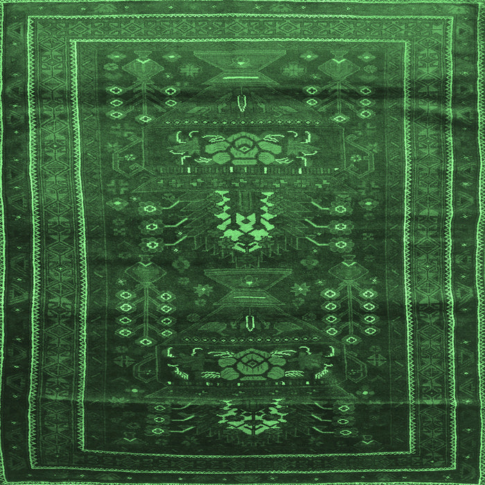 Square Machine Washable Persian Emerald Green Traditional Area Rugs, wshtr2399emgrn