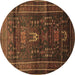 Round Machine Washable Persian Brown Traditional Rug, wshtr2399brn