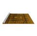 Sideview of Machine Washable Persian Yellow Traditional Rug, wshtr2399yw