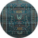 Round Persian Light Blue Traditional Rug, tr2399lblu