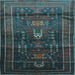 Square Machine Washable Persian Light Blue Traditional Rug, wshtr2399lblu