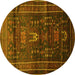 Round Machine Washable Persian Yellow Traditional Rug, wshtr2399yw