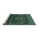 Sideview of Machine Washable Persian Turquoise Traditional Area Rugs, wshtr2399turq