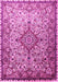 Machine Washable Medallion Pink Traditional Rug, wshtr239pnk