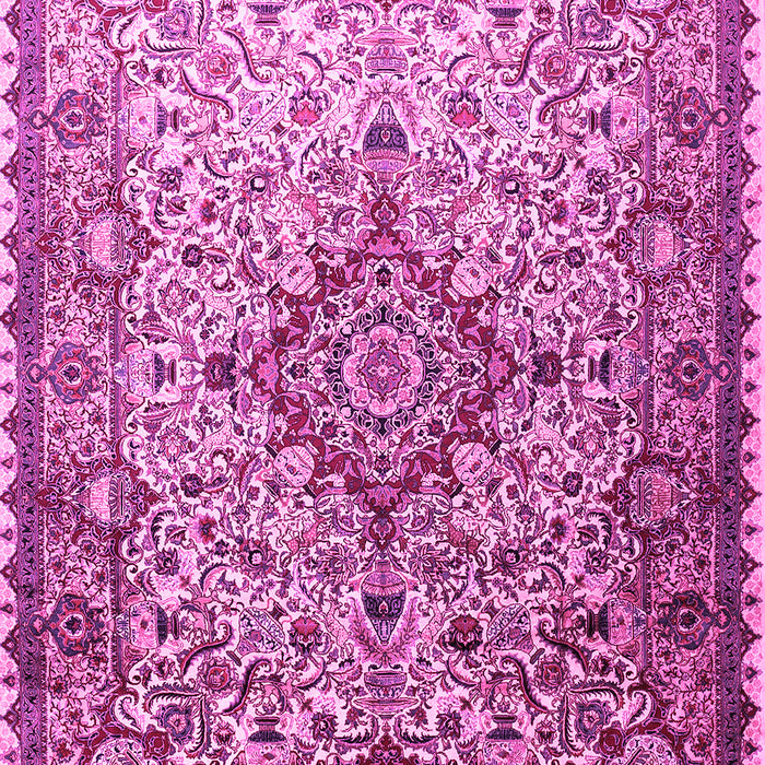 Machine Washable Medallion Pink Traditional Rug, wshtr239pnk
