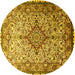 Round Medallion Yellow Traditional Rug, tr239yw