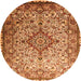 Square Medallion Orange Traditional Rug, tr239org