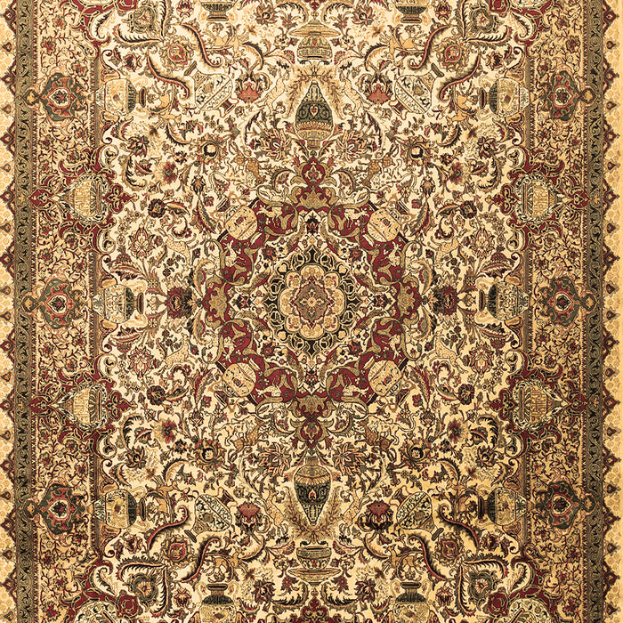 Machine Washable Medallion Brown Traditional Rug, wshtr239brn