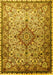 Machine Washable Medallion Yellow Traditional Rug, wshtr239yw