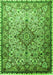 Serging Thickness of Machine Washable Medallion Green Traditional Area Rugs, wshtr239grn