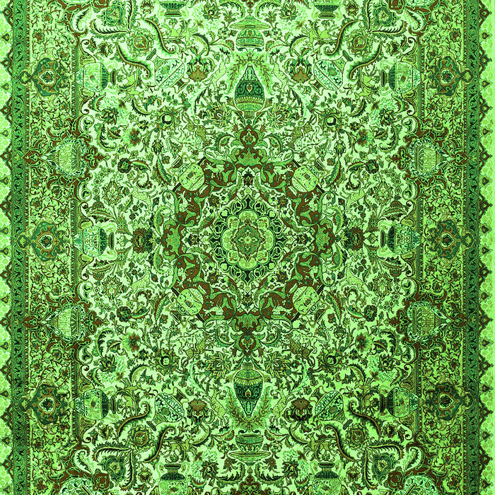Serging Thickness of Machine Washable Medallion Green Traditional Area Rugs, wshtr239grn