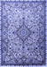 Machine Washable Medallion Blue Traditional Rug, wshtr239blu