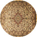 Round Medallion Brown Traditional Rug, tr239brn