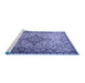 Sideview of Machine Washable Medallion Blue Traditional Rug, wshtr239blu