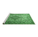 Sideview of Machine Washable Medallion Emerald Green Traditional Area Rugs, wshtr239emgrn