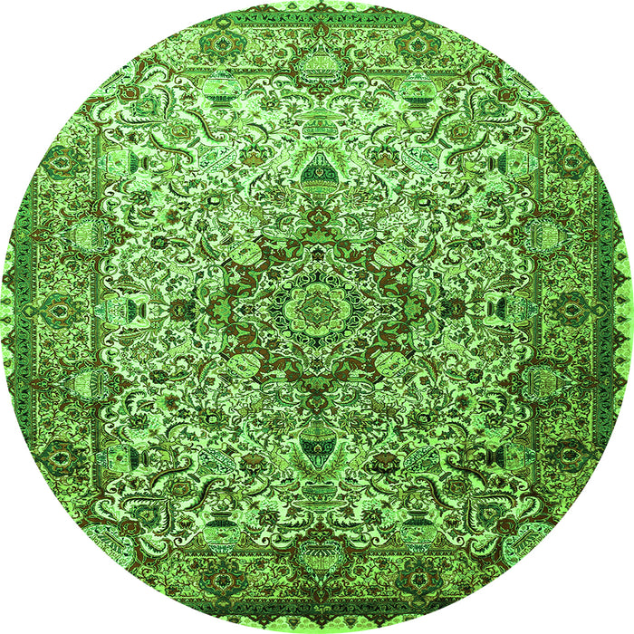 Square Medallion Green Traditional Rug, tr239grn