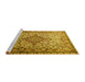 Sideview of Machine Washable Medallion Yellow Traditional Rug, wshtr239yw