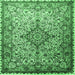 Square Medallion Emerald Green Traditional Rug, tr239emgrn