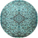 Round Medallion Light Blue Traditional Rug, tr239lblu