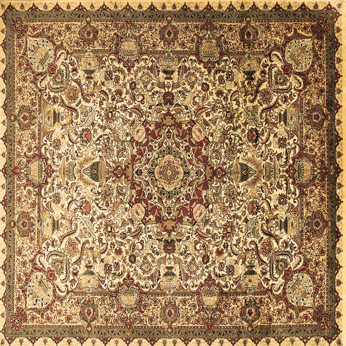 Square Machine Washable Medallion Brown Traditional Rug, wshtr239brn