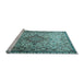 Sideview of Machine Washable Medallion Light Blue Traditional Rug, wshtr239lblu