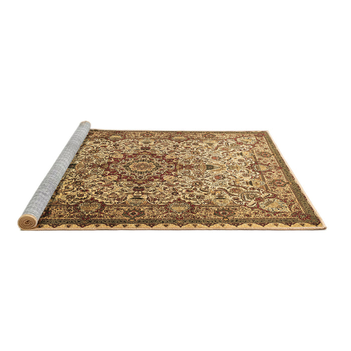 Sideview of Machine Washable Medallion Brown Traditional Rug, wshtr239brn