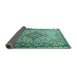 Sideview of Medallion Turquoise Traditional Rug, tr239turq