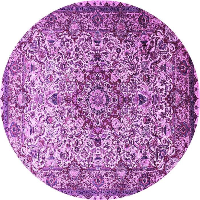 Round Medallion Purple Traditional Rug, tr239pur