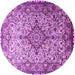 Round Medallion Purple Traditional Rug, tr239pur