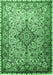 Machine Washable Medallion Emerald Green Traditional Area Rugs, wshtr239emgrn