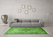 Machine Washable Medallion Green Traditional Area Rugs in a Living Room,, wshtr239grn