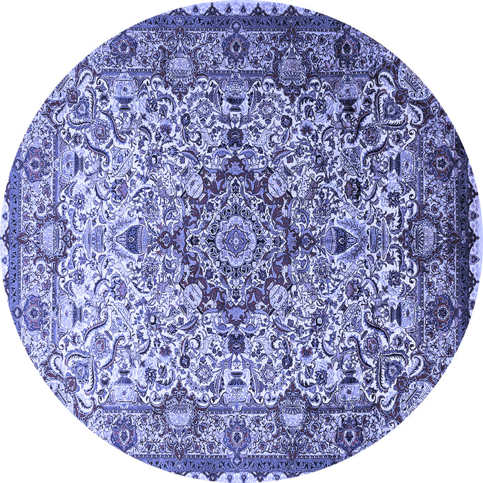 Round Medallion Blue Traditional Rug, tr239blu