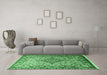 Machine Washable Medallion Emerald Green Traditional Area Rugs in a Living Room,, wshtr239emgrn