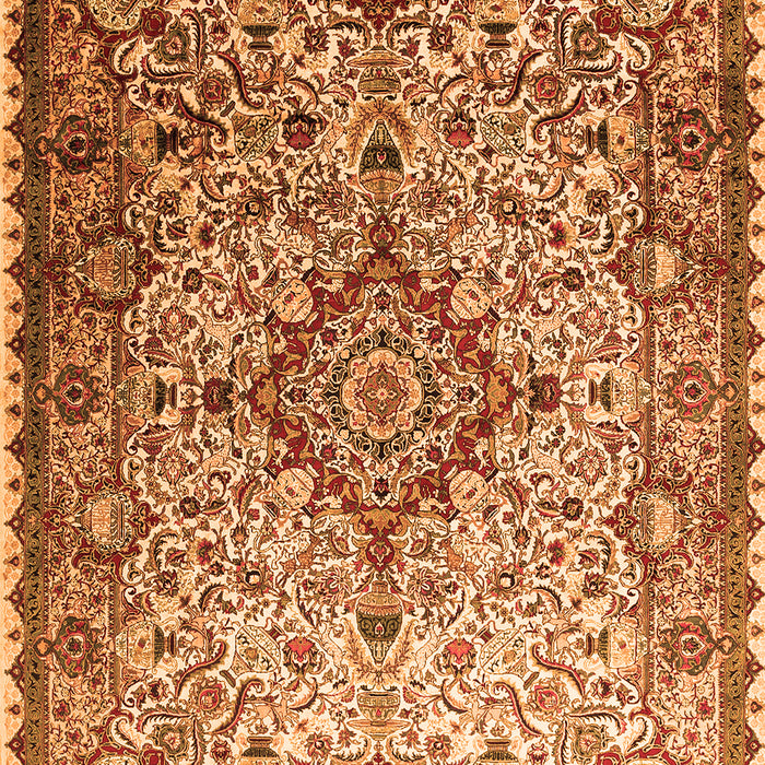 Serging Thickness of Machine Washable Medallion Orange Traditional Area Rugs, wshtr239org